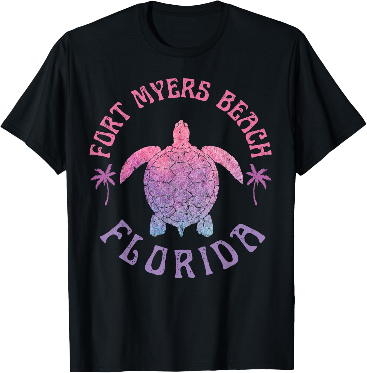 Fort Myers Beach Florida Sea Turtle Summer Vacation Vintage T-Shirt - T-Shirt | Black