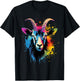 Goat Lover on Goat Kids, Women, Men Apparel - Multicolor Artistic Pop-Art Goat Design Classic Fit Short Sleeve - -Kids and Adults - Small T-Shirt - T-Shirt | Black
