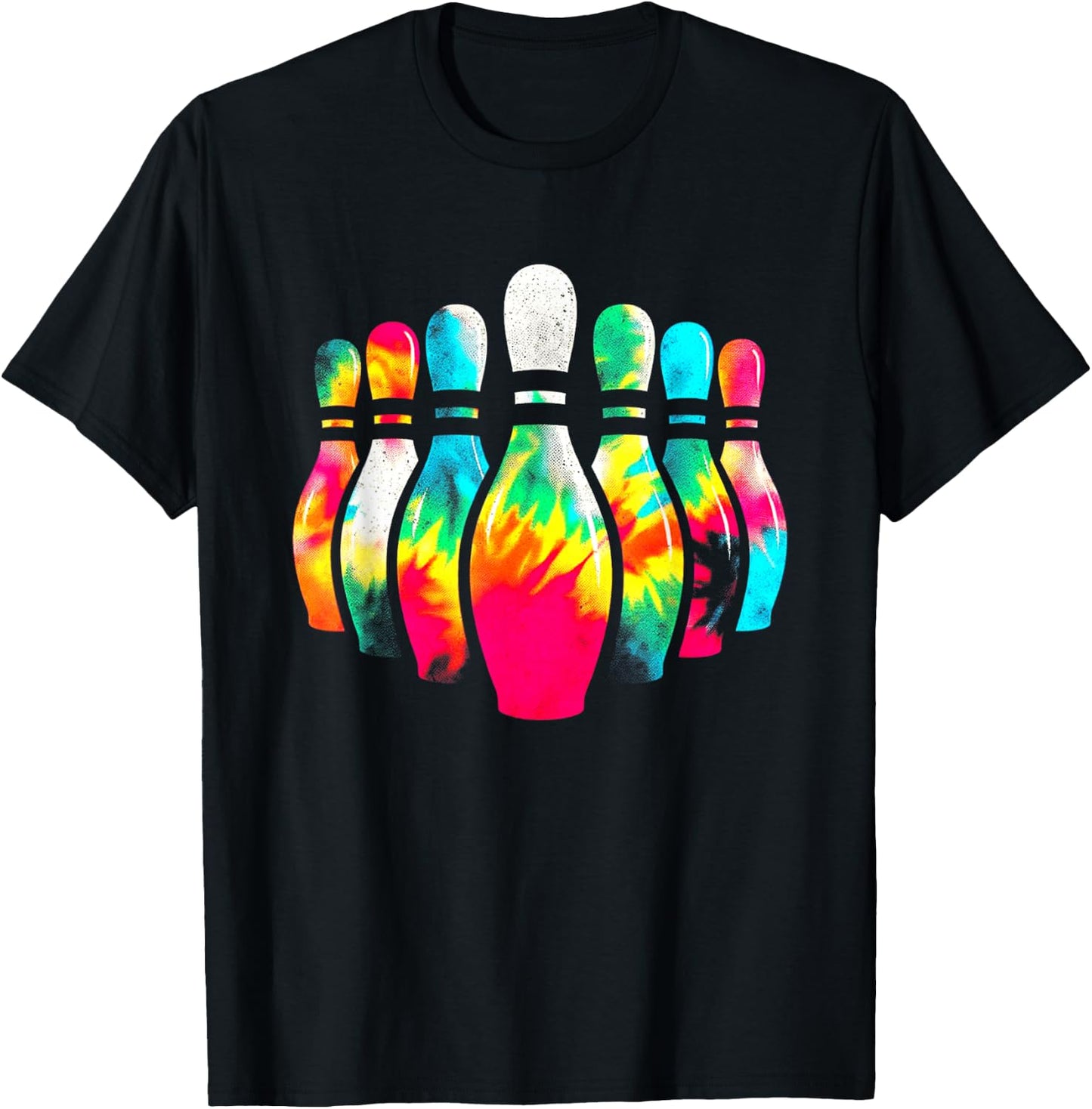 Bowling Pins Tie Dye - Vintage Bowling League Sports Lover T-Shirt - T-Shirt | Black