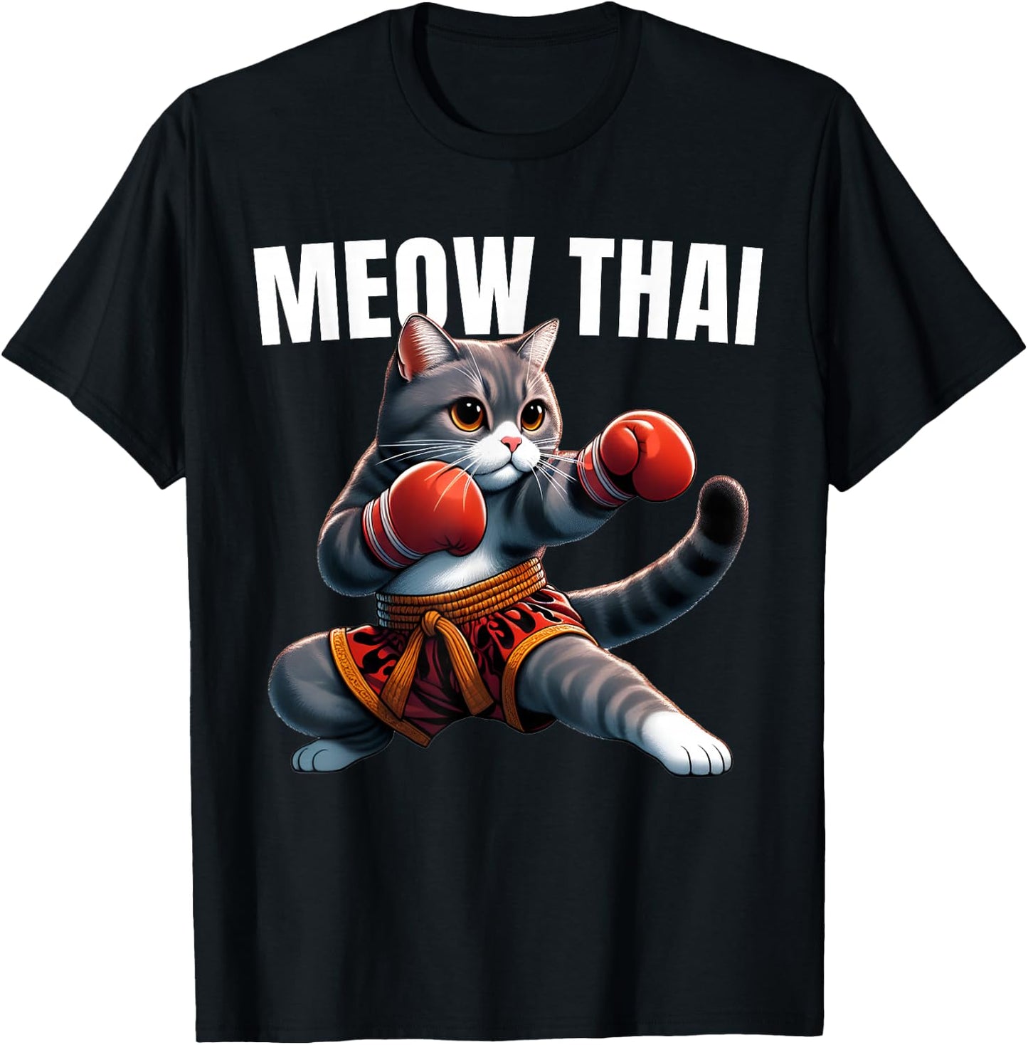 Funny Muay Thai Cat Meow Thai Boxing Martial Art Kids T-Shirt - T-Shirt | Black