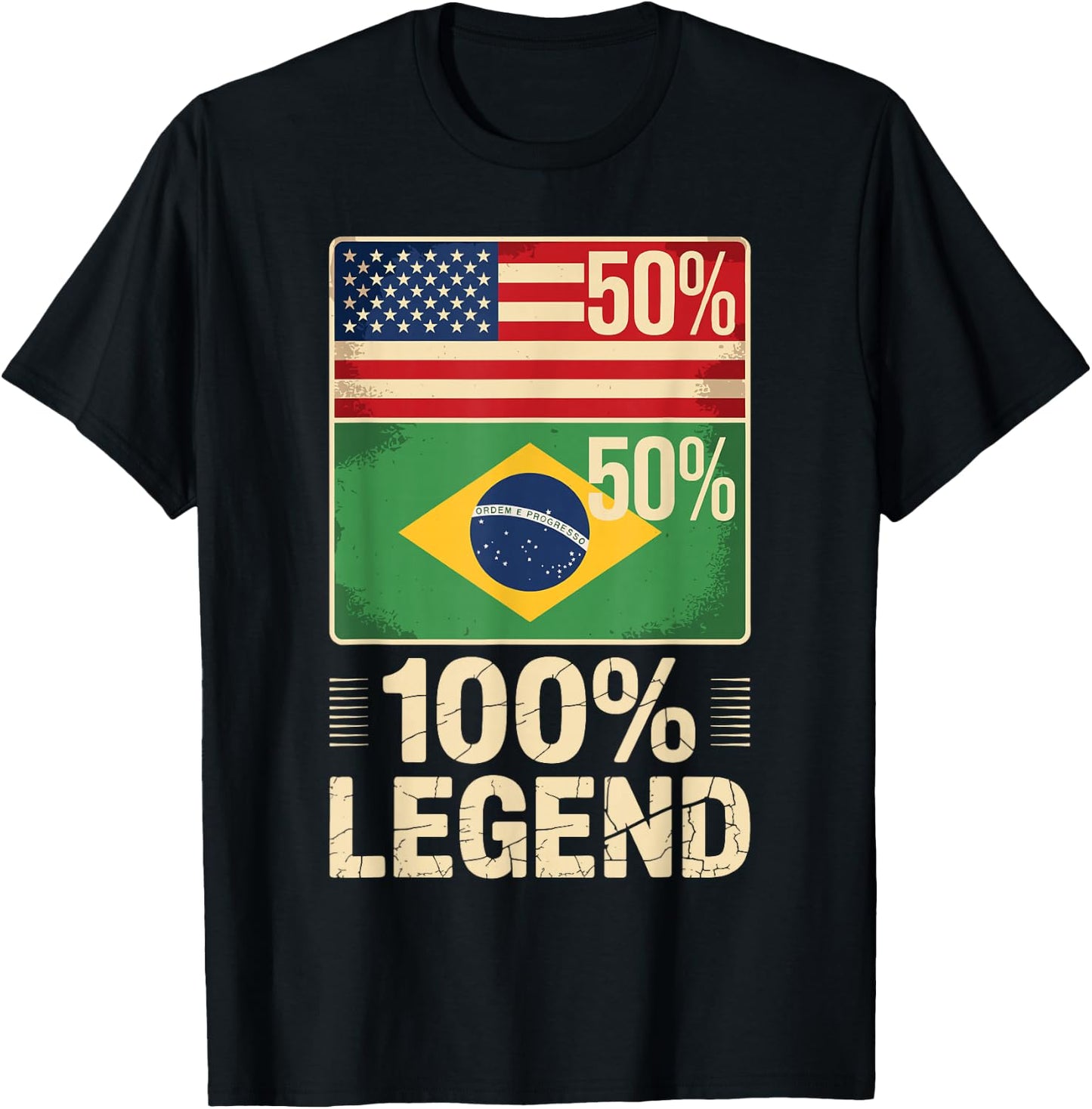 American Brazilian USA Brazil America 100% Legend T-Shirt - T-Shirt | Black