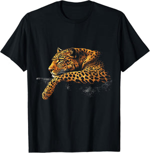 Leopard Animal Graphic Artwork Leopard T-Shirt - T-Shirt | Black