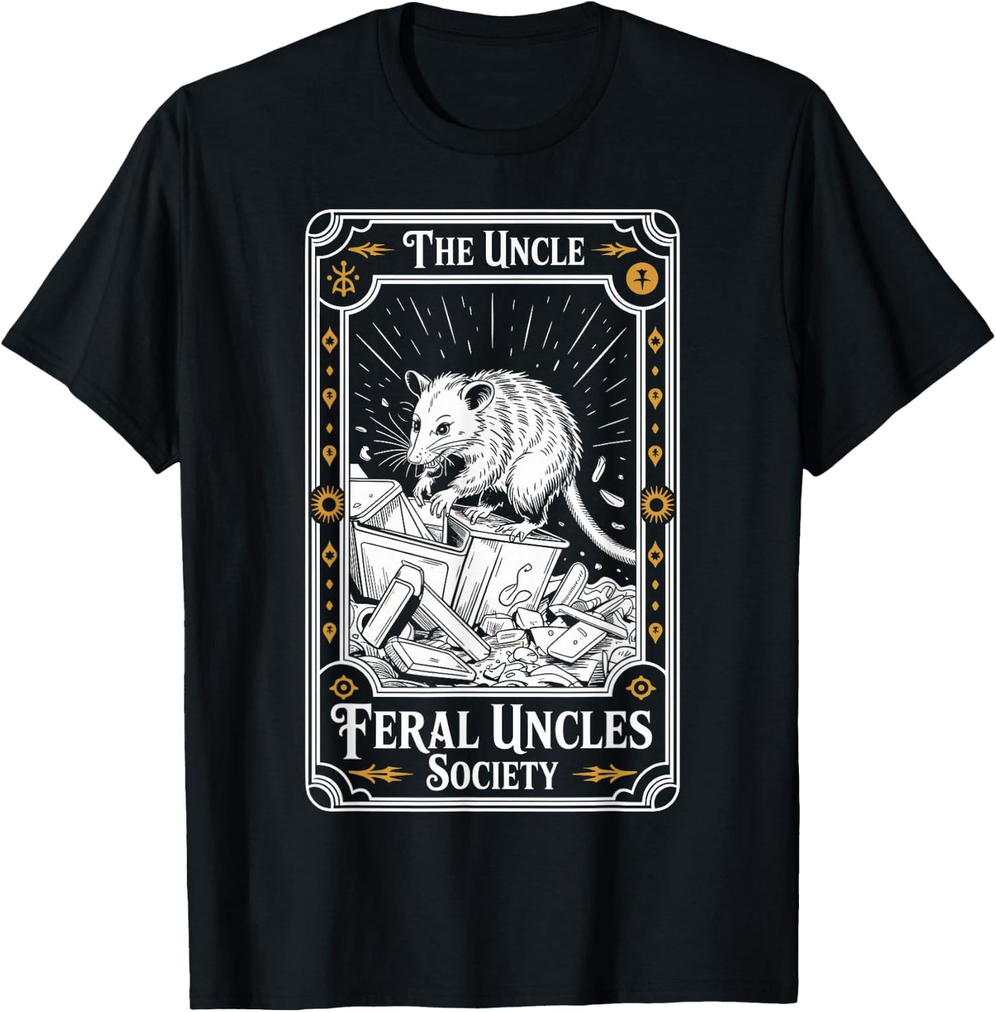 Feral Uncles Society Possum Tarot Card Funny T-Shirt - T-Shirt | Black