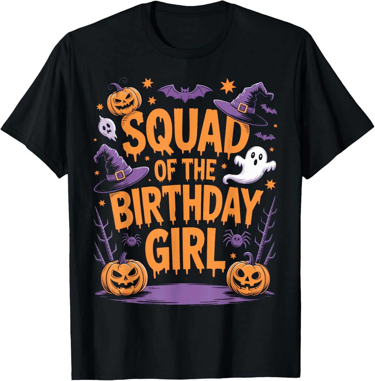 Halloween Squad of The Birthday Girl Matching Group T-Shirt - T-Shirt | Black