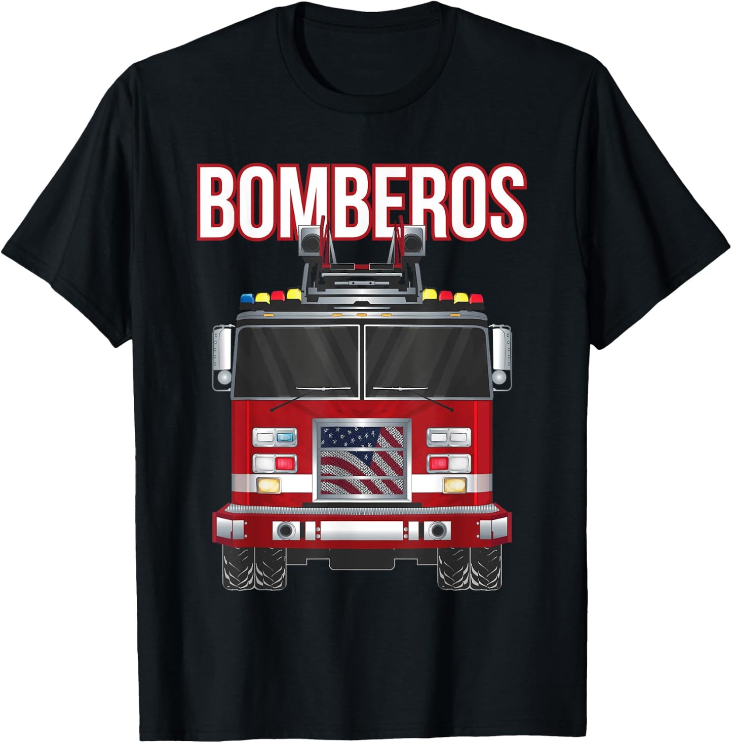 American Bomberos Fire Rescue Firefighter Department Truck T-Shirt - T-Shirt | Black
