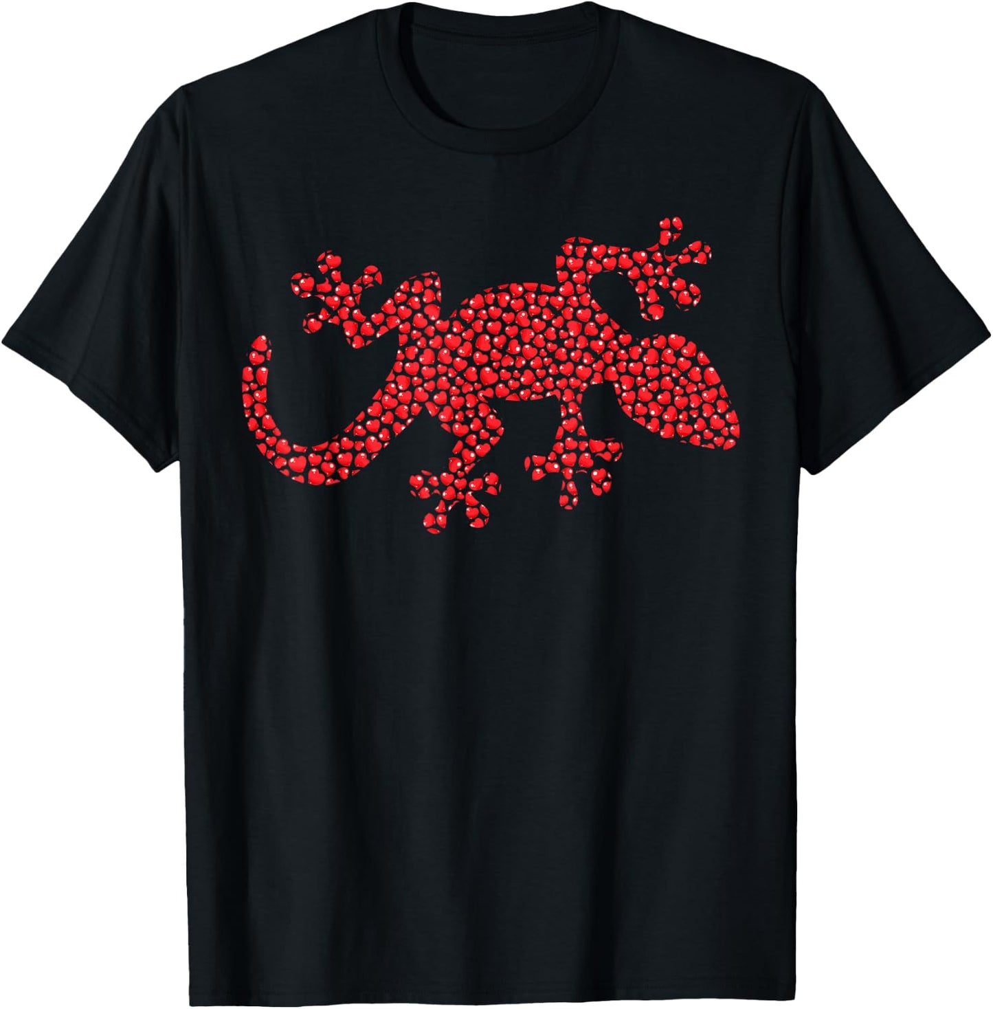 Gecko Lover Heart Shape Gecko Valentine's Day T-Shirt - T-Shirt | Black