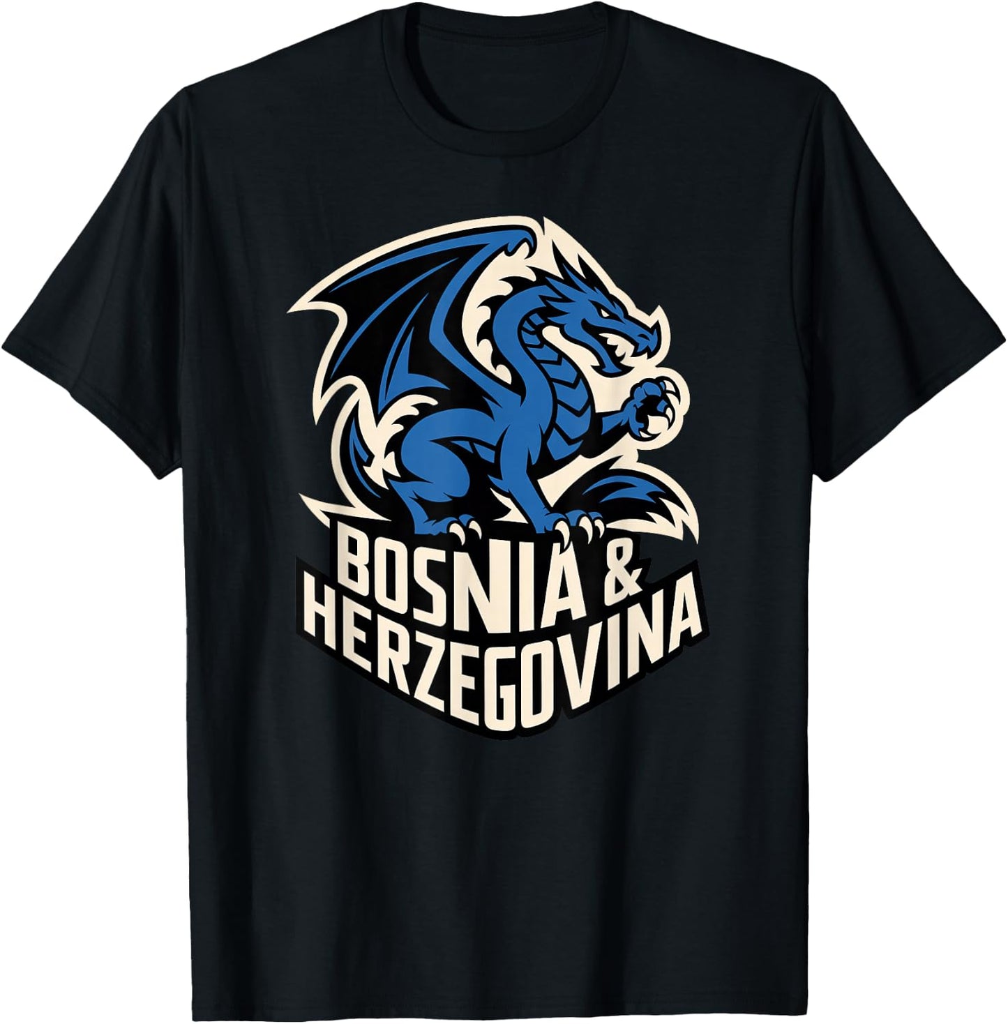 Classic Dragon Bosnia Herzegovina Country Slogan Cheer Game T-Shirt - T-Shirt | Black