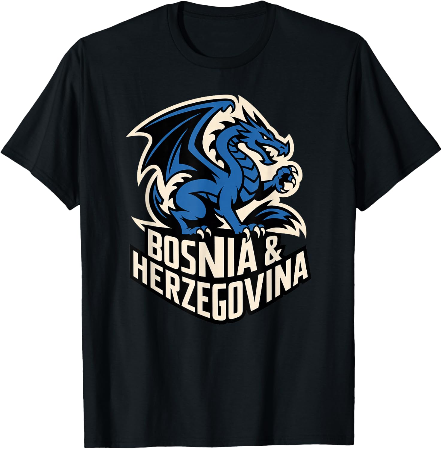Classic Dragon Bosnia Herzegovina Country Slogan Cheer Game T-Shirt - T-Shirt | Black