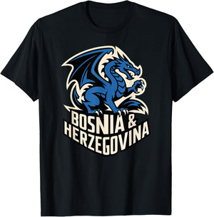 Classic Dragon Bosnia Herzegovina Country Slogan Cheer Game T-Shirt - T-Shirt | Black