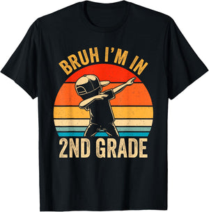 Second Grade Dabbing Boy Bruh i'm in 2nd Grade Students Kids T-Shirt - T-Shirt | Black
