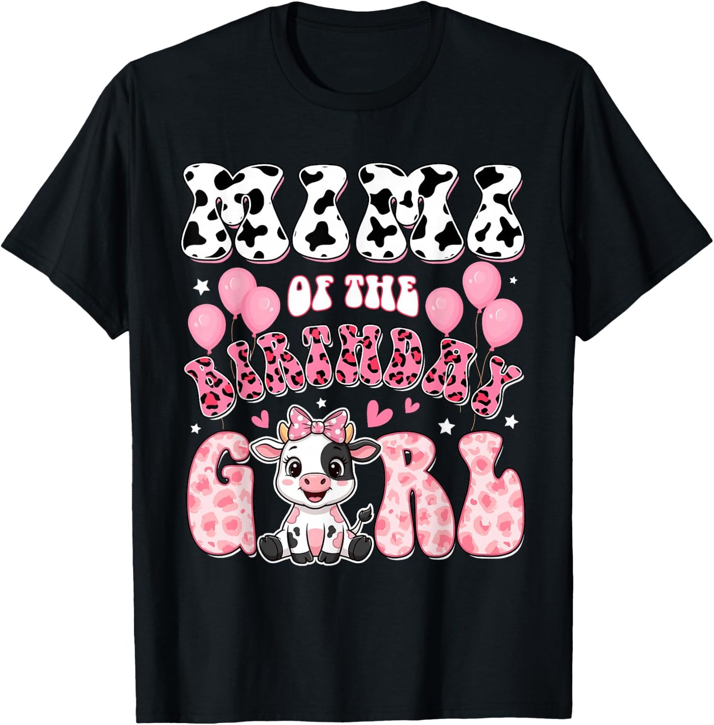 Mimi of The Birthday Girl Cow Farm Family 1St Birthday T-Shirt - T-Shirt | Black