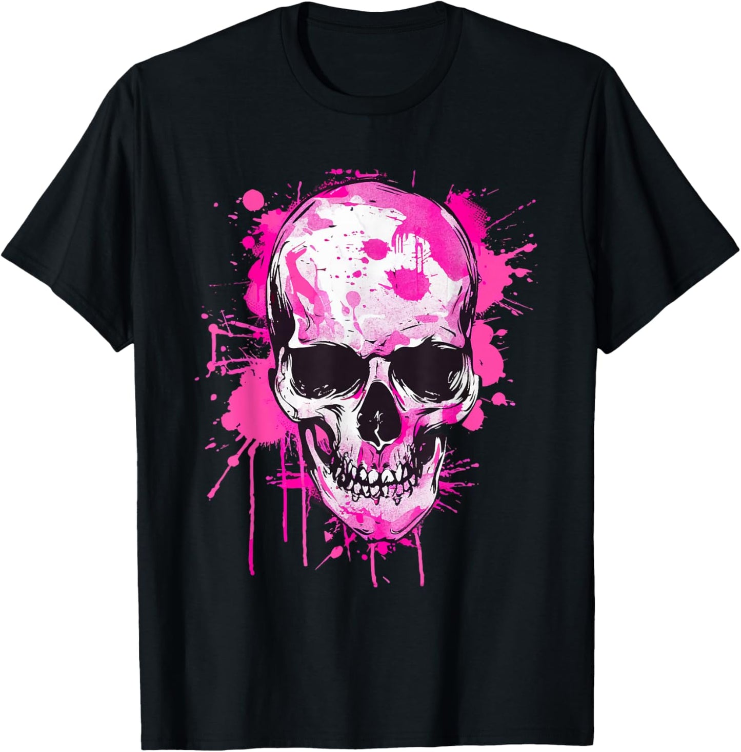 Skeleton Skull Biker Rocker Skull Punk Rock , black T-Shirt - T-Shirt | Black