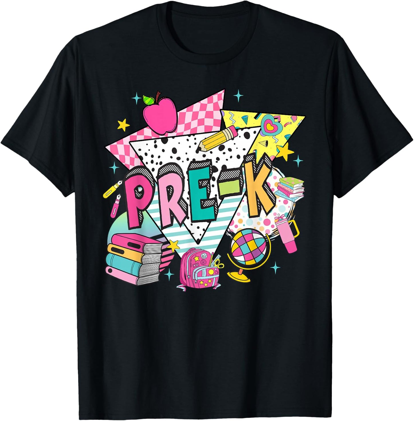 Pre-K Teachers Students Retro 90s Back To School T-Shirt - T-Shirt | Black