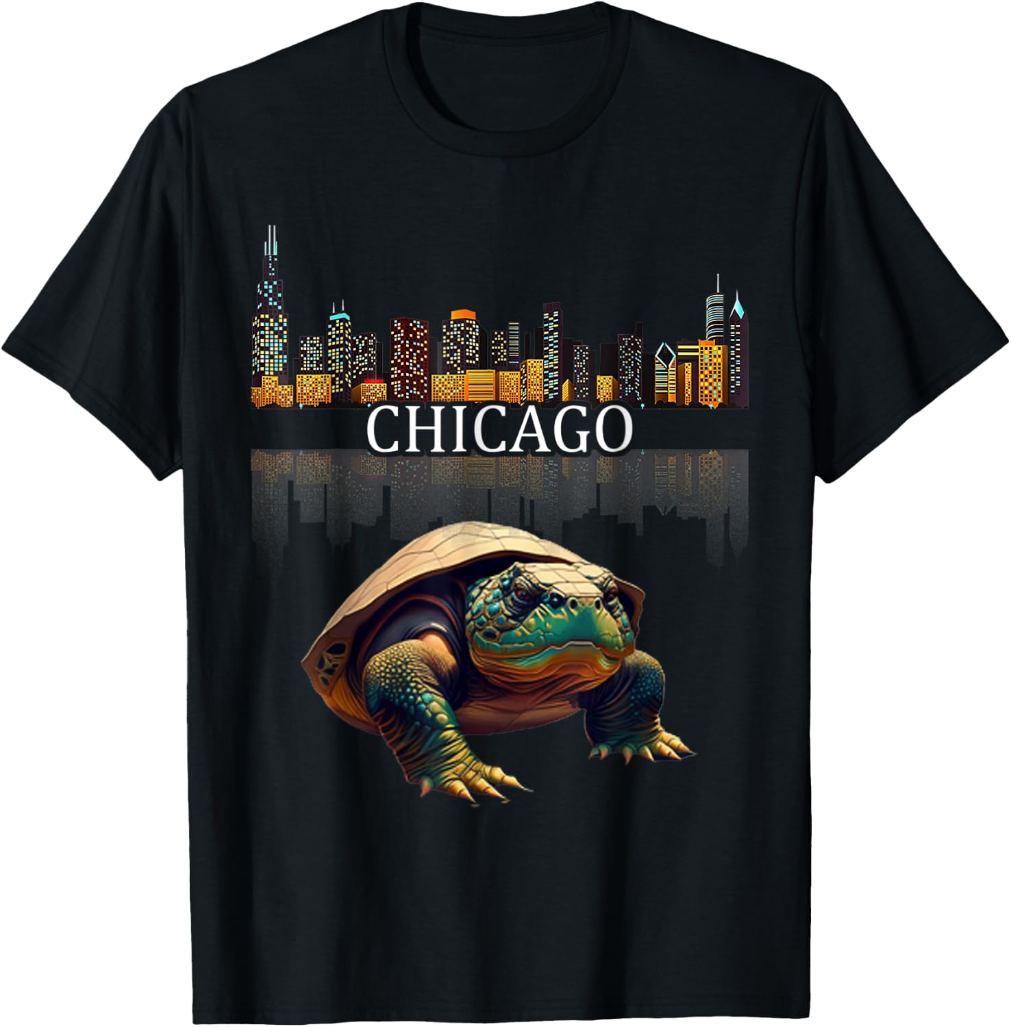 Giant Snapping Turtle Chicago River T-Shirt - T-Shirt | Black