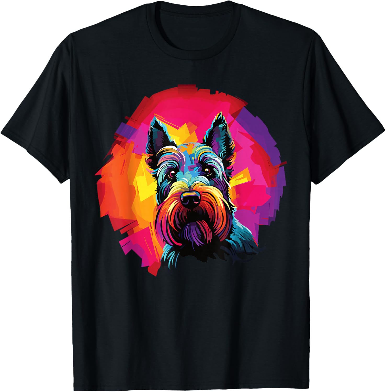 Watercolor Colorful Scottish Terrier Dog T-Shirt - T-Shirt | Black