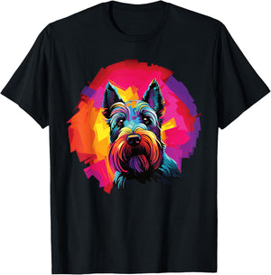 Watercolor Colorful Scottish Terrier Dog T-Shirt - T-Shirt | Black