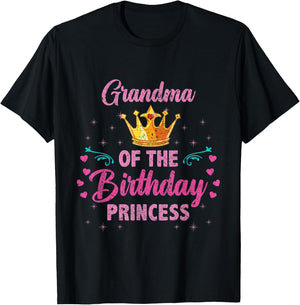 Grandma Of The Birthday Princess Vintage T-Shirt - T-Shirt | Black