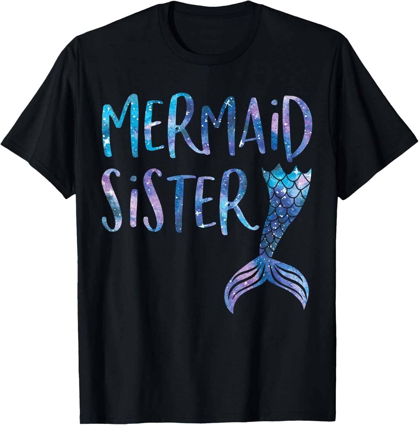 Mermaid Sister Tail Matching Mermaid Squad Birthday Party T-Shirt - T-Shirt | Black