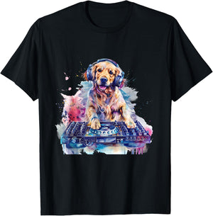 Dog Music DJ EDM Techno Turntable DJ Dog Artwork Beatmaker T-Shirt - T-Shirt | Black