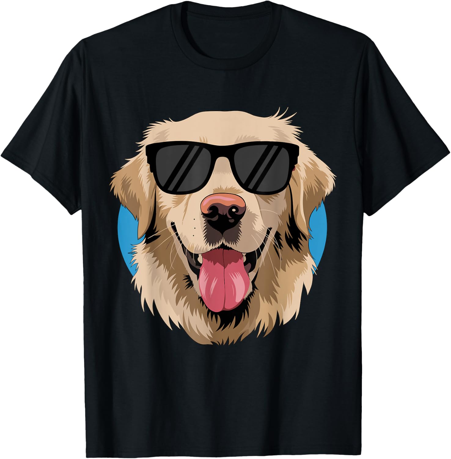 Golden Retriever with Sunglasses T-Shirt - T-Shirt | Black