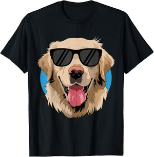 Golden Retriever with Sunglasses T-Shirt - T-Shirt | Black