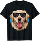 Golden Retriever with Sunglasses T-Shirt - T-Shirt | Black
