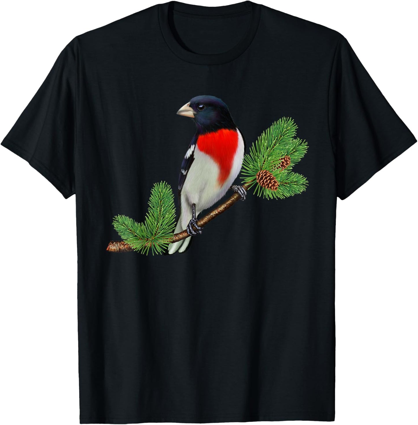 Rose Breasted Grosbeak Shirt Ornithology Bird T-Shirt - T-Shirt | Black