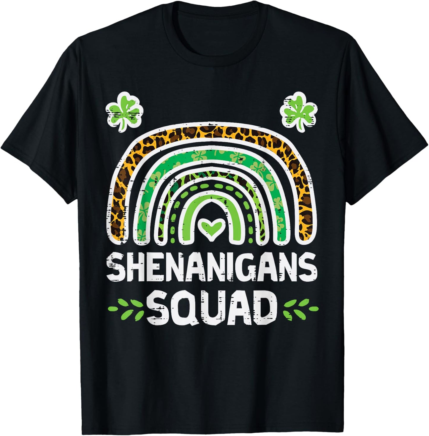 St Patricks Shenanigans Squad Leopard Rainbow Men Women Kids T-Shirt - T-Shirt | Black