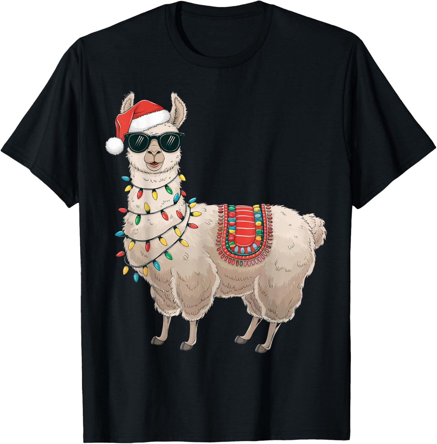 Alpaca Christmas Llama T-Shirt - T-Shirt | Black