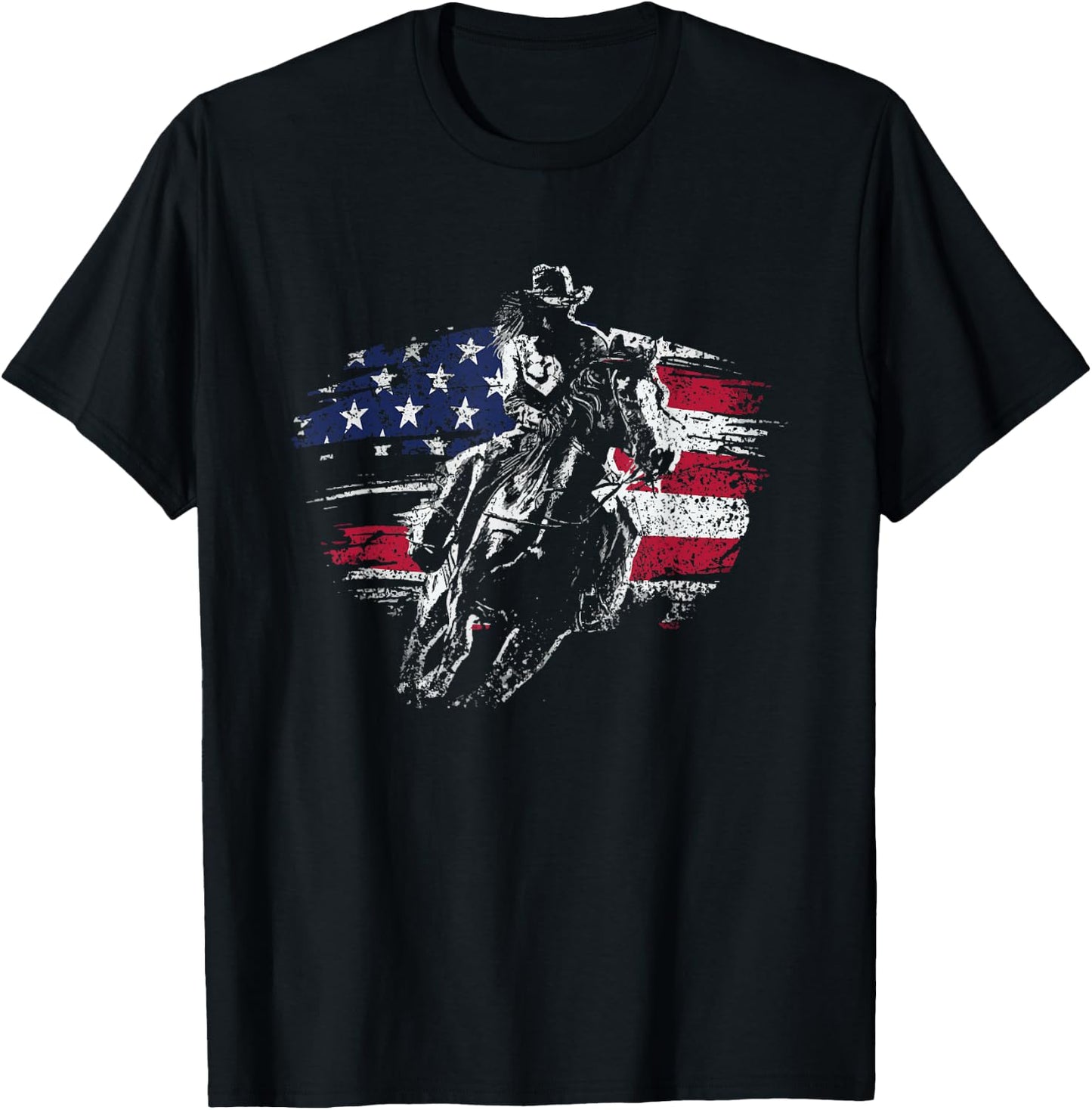 Patriotic Cowboy Rodeo Western Texas Cowboy T-Shirt - T-Shirt | Black