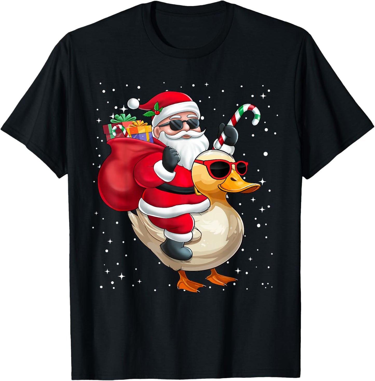 Santa Claus Riding A Duck Christmas Boy Girl Kids T-Shirt - T-Shirt | Black