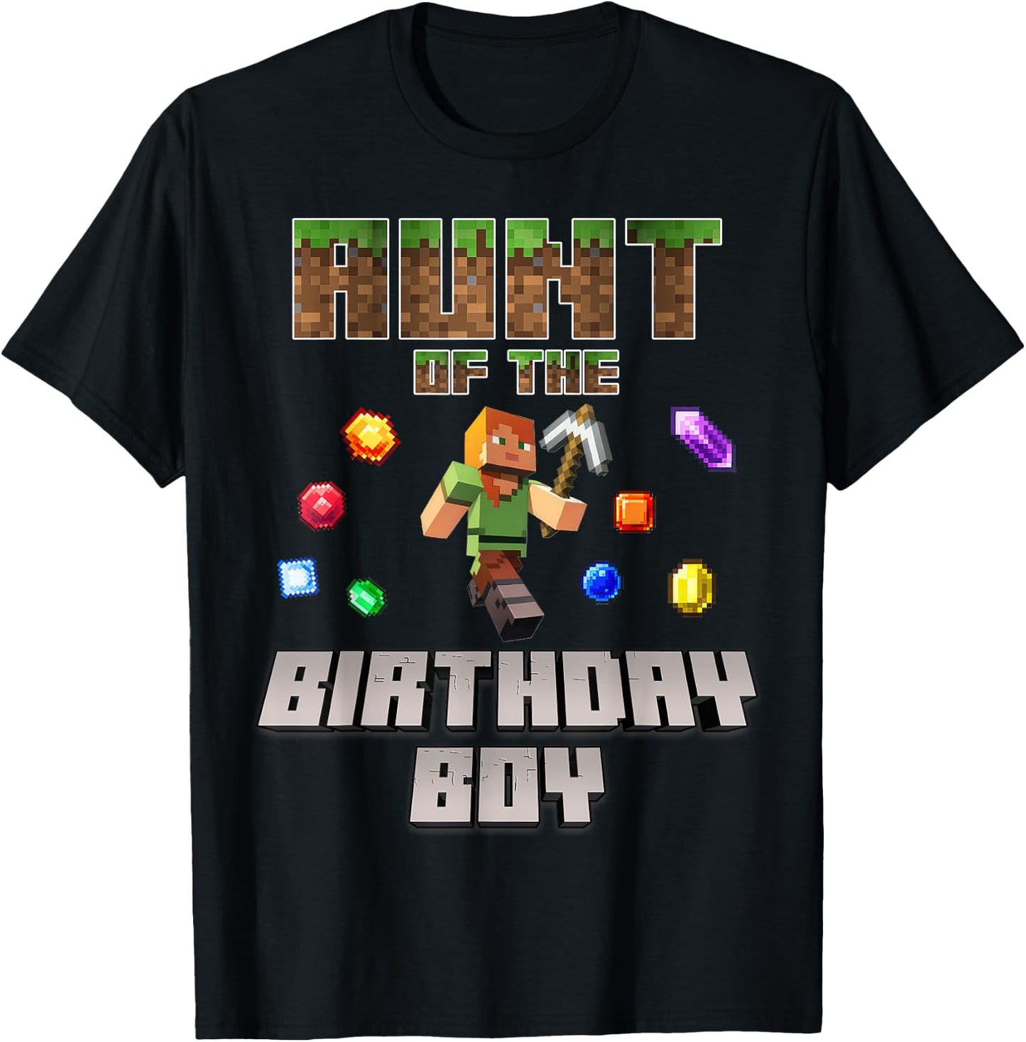 Aunt Of The Birthday Boy Video Gamer Pixel Number T-Shirt - T-Shirt | Black