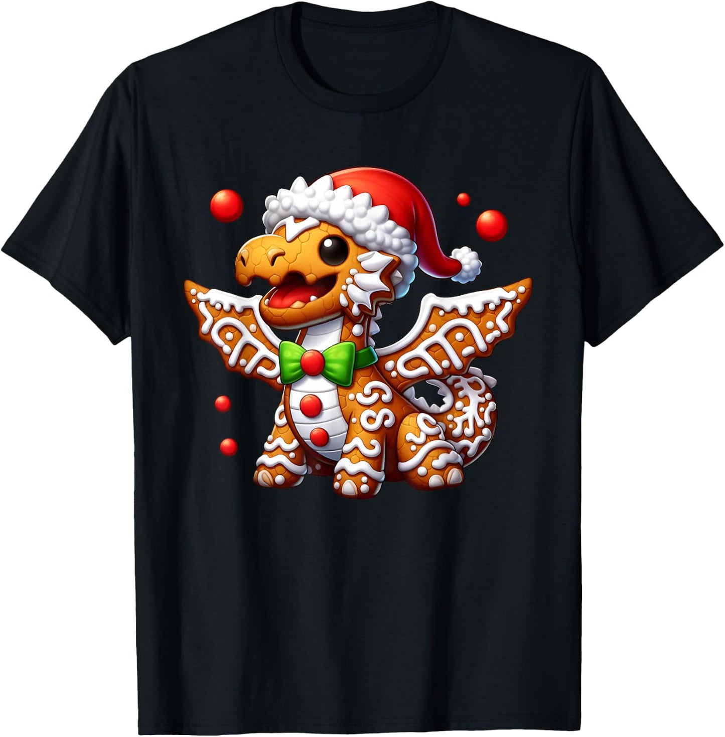 Funny Gingerbread Man Dragon Christmas Kids T-Shirt - T-Shirt | Black