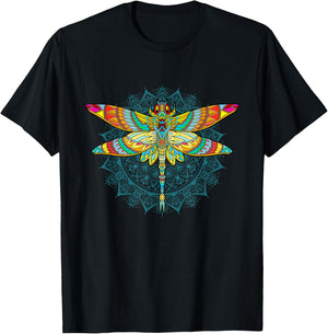 Mandala Dragonfly - Lotus Flower Insect Lover Entomologist T-Shirt - T-Shirt | Black