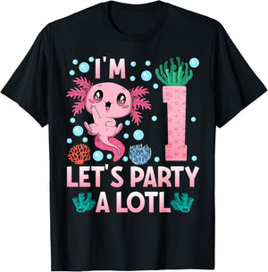 I'm 1 birthday Axolotl party first bday girls axolotl T-Shirt - T-Shirt | Black