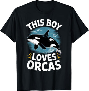 This Boy Loves Orcas, Sea Design for Whale Lovers T-Shirt - T-Shirt | Black