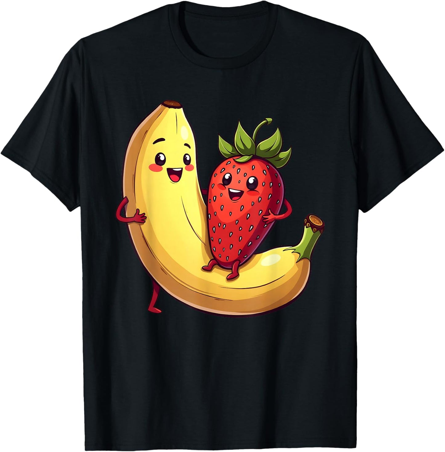 Erdbeere Banane Outfit Früchte Obst Kawaii Frucht Comic T-Shirt - T-Shirt | Black
