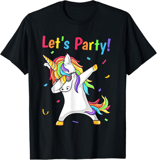 Unicorn Lets Party Outfit Women's Men's Boys Girls Unicorn , black T-Shirt - T-Shirt | Black