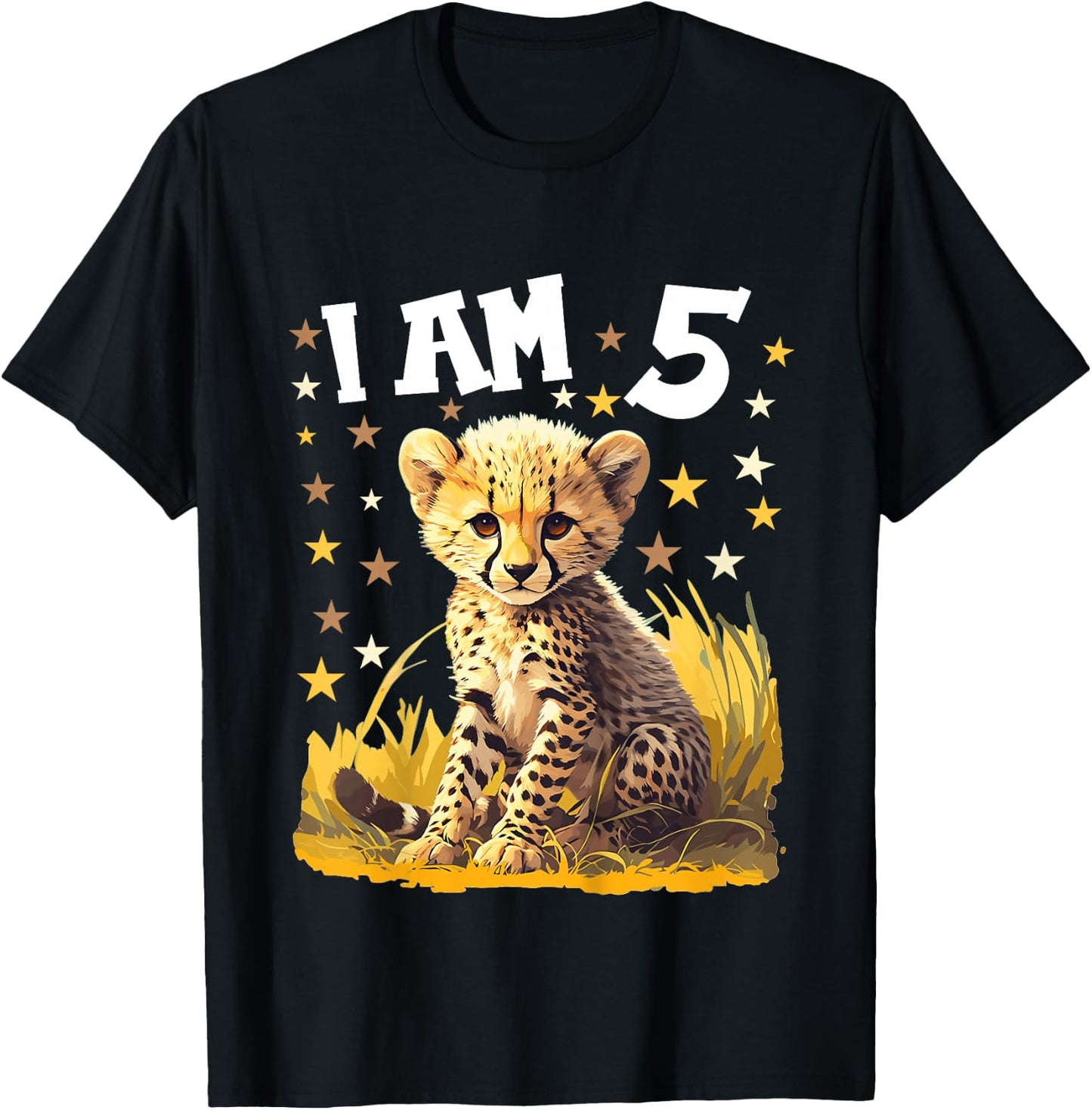 5 Years old 5 birthday Cheetahs Boy Girl Cheetah T-Shirt - T-Shirt | Black