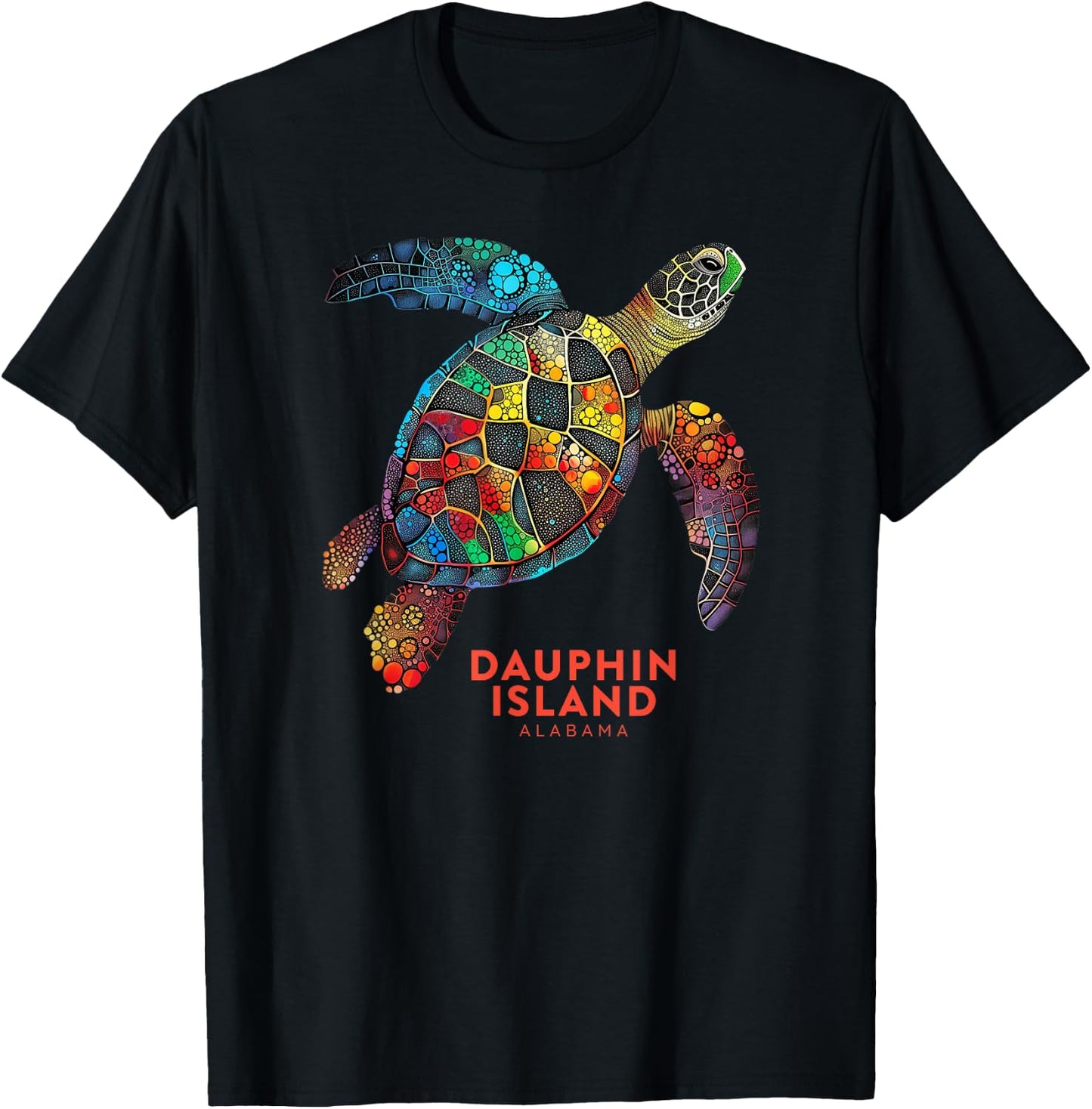Dauphin Island Alabama Summer Vacation Sea Turtle Vintage Men Women T-Shirt - T-Shirt | Black