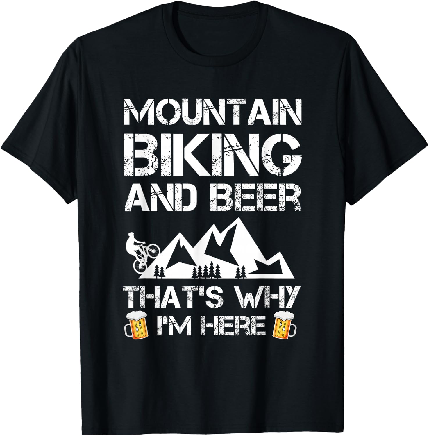 Mountain Biking and Beer Gift MTB Funny T-Shirt - T-Shirt | Black