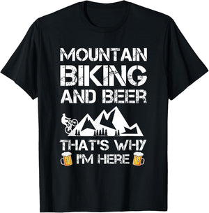 Mountain Biking and Beer Gift MTB Funny T-Shirt - T-Shirt | Black