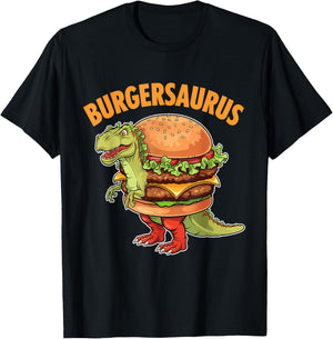 Dinosaur Burger T-Rex Fast Food Funny Burger Dino T-Shirt - T-Shirt | Black