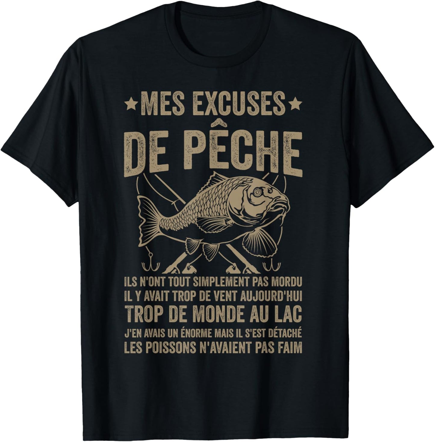 Funny Fisherman My Apologies Fishing , Black, S T-Shirt - T-Shirt | Black