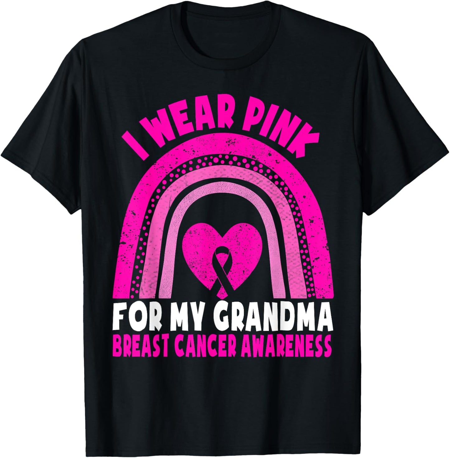 I Wear Pink For My Grandma Breast Cancer Awareness Kids T-Shirt - T-Shirt | Black