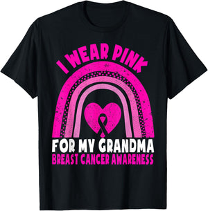 I Wear Pink For My Grandma Breast Cancer Awareness Kids T-Shirt - T-Shirt | Black
