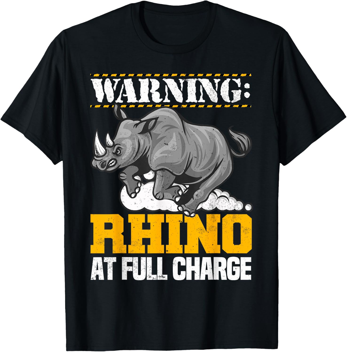 Rhino At Full Charge Cute Design For Rhino Lover T-Shirt - T-Shirt | Black
