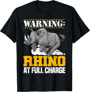 Rhino At Full Charge Cute Design For Rhino Lover T-Shirt - T-Shirt | Black