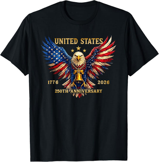 250th Anniversary Independence Day 1776 2026 Patriotic Eagle T-Shirt - T-Shirt | Black