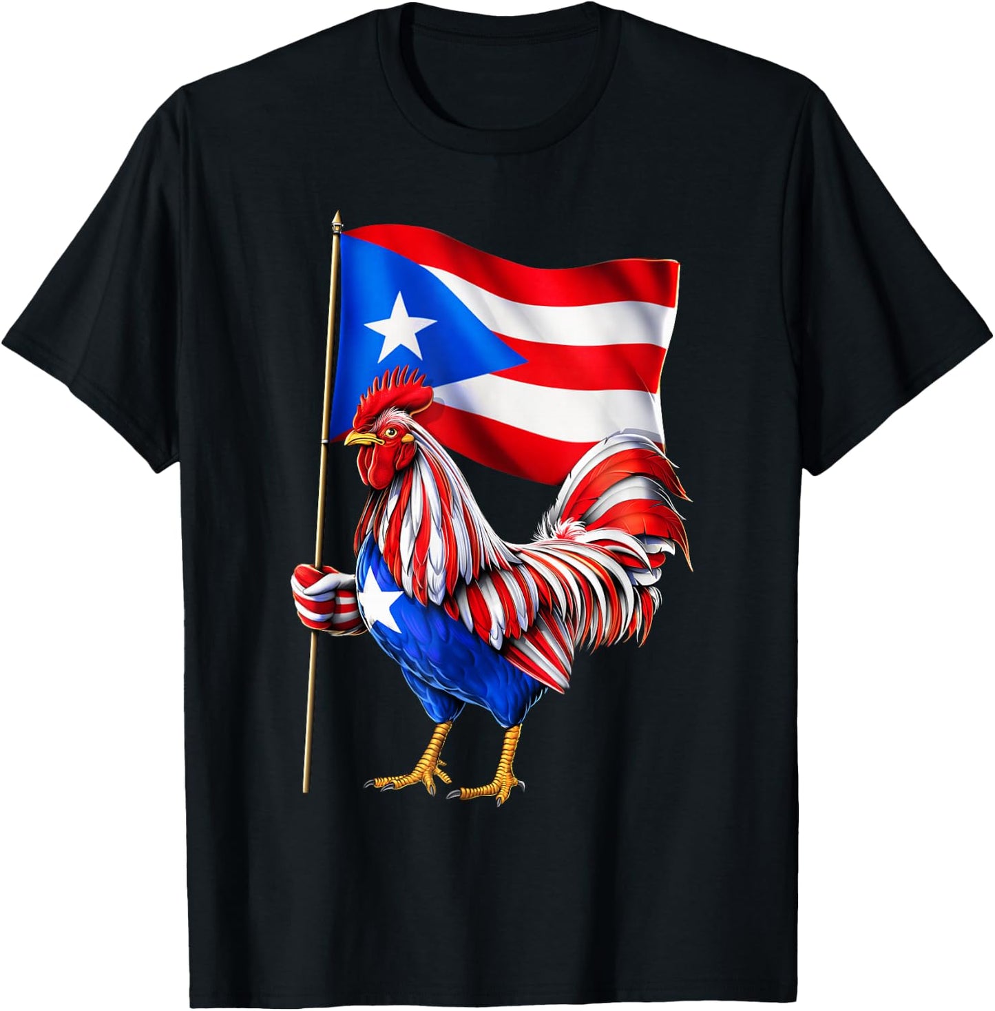 Rooster Puerto Rico Flag Boricua Puerto Rican Heritage T-Shirt - T-Shirt | Black